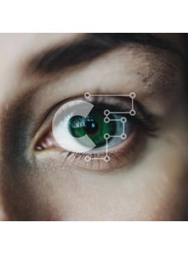 Σετ των 2 Intra Συλλεκτικό Ξύλινο Παζλ Plywood  4mm - Κοντινό πλάνο του πράσινου ματιού της γυναίκας Σε Ξύλινο Κουτί - Διαστάσεις: 10x10 cm – 25 κομμάτια