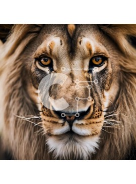 Intra Συλλεκτικό Ξύλινο Παζλ Plywood  4mm - Κοντινό πλάνο του προσώπου ενός αρσενικού λιονταριού Σε Ξύλινο Κουτί - Διαστάσεις: 10x10 cm – 25 κομμάτια