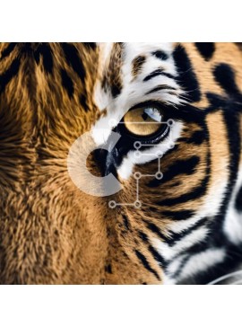 Intra Συλλεκτικό Ξύλινο Παζλ Plywood  4mm - Κοντινό πλάνο του ματιού της τίγρης με τα κίτρινα μάτια Σε Ξύλινο Κουτί - Διαστάσεις: 10x10 cm – 25 κομμάτια