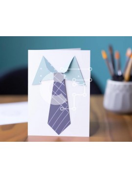 Intra Συλλεκτικό Ξύλινο Παζλ Plywood  4mm - Γραβάτα σε στυλ origami σε λευκή κάρτα με υλικά γραφής και σκίτσου Σε Ξύλινο Κουτί - Διαστάσεις Puzzle: 10x10 cm – 25 κομμάτια