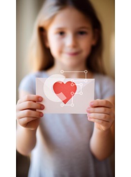 Intra Συλλεκτικό Ξύλινο Παζλ Plywood  4mm - Νεαρό κορίτσι που κρατά διακοσμημένο με καρδιά φάκελο Σε Ξύλινο Κουτί - Διαστάσεις Puzzle: 10x10 cm – 25 κομμάτια