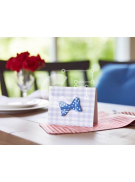 Σετ των 2 Intra Συλλεκτικό Ξύλινο Παζλ Plywood  4mm - Μπλε και άσπρο παπιγιόν κάρτα με κόκκινα τριαντάφυλλα Σε Ξύλινο Κουτί - Διαστάσεις: 10x10 cm – 25 κομμάτια