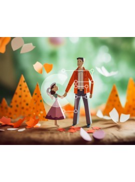 Intra Συλλεκτικό Ξύλινο Παζλ Plywood  4mm - Ρομαντικό ζευγάρι που κρατά τα χέρια στη σκηνή του φθινοπώρου Σε Ξύλινο Κουτί - Διαστάσεις Puzzle: 10x10 cm – 25 κομμάτια