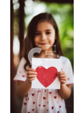 Intra Συλλεκτικό Ξύλινο Παζλ Plywood  4mm - Νεαρό κορίτσι που κρατά χαρτί κόκκινης καρδιάς σε εξωτερικούς χώρους Σε Ξύλινο Κουτί - Διαστάσεις Puzzle: 10x10 cm – 25 κομμάτια