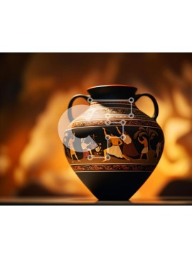 Intra Συλλεκτικό Ξύλινο Παζλ Plywood  4mm - Μαύρο και καφέ βάζο με αρχαιοελληνικές φιγούρες μπροστά στο τζάκι Σε Ξύλινο Κουτί - Διαστάσεις Puzzle: 10x10 cm – 25 κομμάτια