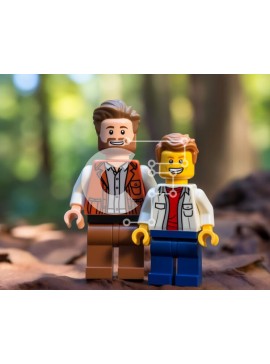 Intra Συλλεκτικό Ξύλινο Παζλ Plywood  4mm - Φιγούρες Lego που ποζάρουν στο δάσος Σε Ξύλινο Κουτί - Διαστάσεις Puzzle: 10x10 cm – 25 κομμάτια