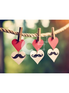 Intra Συλλεκτικό Ξύλινο Παζλ Plywood  4mm - Διακοσμητικά χάρτινα κοψίματα σε σχήμα καρδιάς με μουστάκια Σε Ξύλινο Κουτί - Διαστάσεις Puzzle: 10x10 cm – 25 κομμάτια