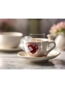 Σετ των 2 Intra Συλλεκτικό Ξύλινο Παζλ Plywood  4mm - Ρομαντικές κούπες καφέ και τσαγιού με διακόσμηση σε σχήμα καρδιάς Σε Ξύλινο Κουτί - Διαστάσεις: 10x10 cm – 25 κομμάτια