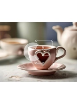 Σετ των 2 Intra Συλλεκτικό Ξύλινο Παζλ Plywood  4mm - Φλιτζάνια και πιατάκια για τσάι και καφέ με τσαγιέρες σε σχήμα καρδιάς Σε Ξύλινο Κουτί - Διαστάσεις: 10x10 cm – 25 κομμάτια