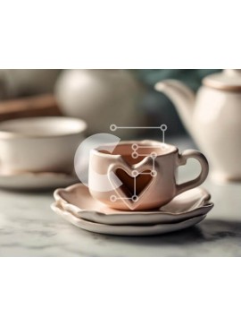 Σετ των 2 Intra Συλλεκτικό Ξύλινο Παζλ Plywood  4mm - Κομψό σετ τσαγιού σε μαρμάρινο τραπέζι Σε Ξύλινο Κουτί - Διαστάσεις: 10x10 cm – 25 κομμάτια