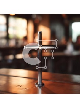 Intra Συλλεκτικό Ξύλινο Παζλ Plywood  4mm - Μεταλλικός σταυρός σε τραπέζι από ξύλο βελανιδιάς Σε Ξύλινο Κουτί - Διαστάσεις Puzzle: 10x10 cm – 25 κομμάτια