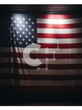 Intra Συλλεκτικό Ξύλινο Παζλ Plywood  4mm - Έντονα φωτισμένη αμερικανική σημαία σε ένα σκοτεινό δωμάτιο Σε Ξύλινο Κουτί - Διαστάσεις Puzzle: 10x10 cm – 25 κομμάτια