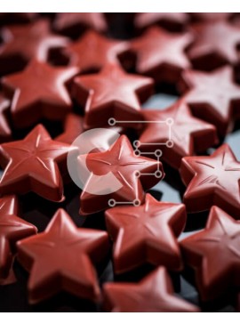 Σετ των 2 Intra Συλλεκτικό Ξύλινο Παζλ Plywood  4mm - Διάσπαρτες σοκολάτες σε σχήμα κόκκινου αστεριού Σε Ξύλινο Κουτί - Διαστάσεις: 10x10 cm – 25 κομμάτια