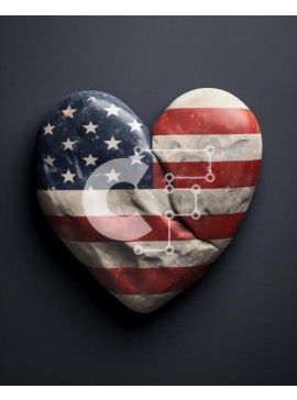 Intra Συλλεκτικό Ξύλινο Παζλ Plywood  4mm - Βράχος σε σχήμα καρδιάς με αμερικανική σημαία Σε Ξύλινο Κουτί - Διαστάσεις Puzzle: 10x10 cm – 25 κομμάτια