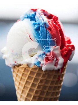 Σετ των 2 Intra Συλλεκτικό Ξύλινο Παζλ Plywood  4mm - Πατριωτικό χωνάκι βάφλα παγωτού 4ης Ιουλίου Σε Ξύλινο Κουτί - Διαστάσεις: 10x10 cm – 25 κομμάτια