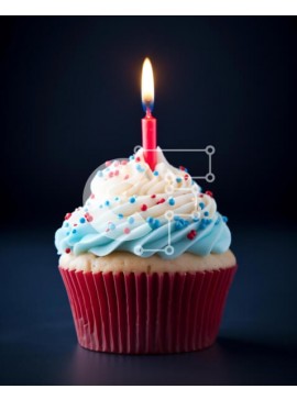 Σετ των 2 Intra Συλλεκτικό Ξύλινο Παζλ Plywood  4mm - Πολύχρωμο cupcake γενεθλίων με κόκκινα, λευκά και μπλε πασπαλίσματα Σε Ξύλινο Κουτί - Διαστάσεις: 10x10 cm – 25 κομμάτια