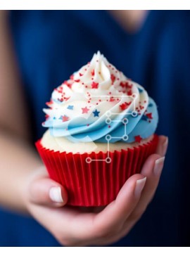 Σετ των 2 Intra Συλλεκτικό Ξύλινο Παζλ Plywood  4mm - Πατριωτικό Cupcake για τον εορτασμό της 4ης Ιουλίου Σε Ξύλινο Κουτί - Διαστάσεις: 10x10 cm – 25 κομμάτια