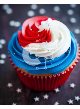 Σετ των 2 Intra Συλλεκτικό Ξύλινο Παζλ Plywood  4mm - Πατριωτικό Cupcake με Κόκκινο, Λευκό και Μπλε γλάσο Σε Ξύλινο Κουτί - Διαστάσεις: 10x10 cm – 25 κομμάτια