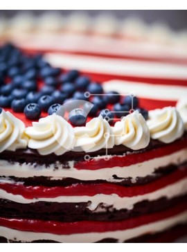 Σετ των 2 Intra Συλλεκτικό Ξύλινο Παζλ Plywood  4mm - Τούρτα με πατριωτικό θέμα με αμερικανική σημαία και βατόμουρα Σε Ξύλινο Κουτί - Διαστάσεις: 10x10 cm – 25 κομμάτια