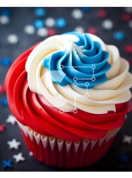 Σετ των 2 Intra Συλλεκτικό Ξύλινο Παζλ Plywood  4mm - Cupcake 4ης Ιουλίου με παγωμένο κόκκινο, λευκό και μπλε Σε Ξύλινο Κουτί - Διαστάσεις: 10x10 cm – 25 κομμάτια