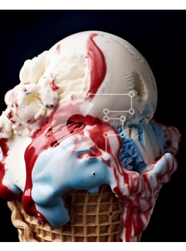 Σετ των 2 Intra Συλλεκτικό Ξύλινο Παζλ Plywood  4mm - Πολύχρωμο χωνάκι παγωτού με κόκκινο, λευκό και μπλε γλάσο Σε Ξύλινο Κουτί - Διαστάσεις: 10x10 cm – 25 κομμάτια