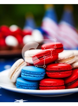 Σετ των 2 Intra Συλλεκτικό Ξύλινο Παζλ Plywood  4mm - Πατριωτικά επιδόρπια με τραπεζομάντιλο αμερικανικής σημαίας Σε Ξύλινο Κουτί - Διαστάσεις: 10x10 cm – 25 κομμάτια