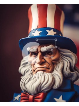 Intra Συλλεκτικό Ξύλινο Παζλ Plywood  4mm - Άγαλμα θείου με πατριωτική ενδυμασία Σε Ξύλινο Κουτί - Διαστάσεις Puzzle: 10x10 cm – 25 κομμάτια