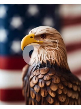 Σετ των 2 Intra Συλλεκτικό Ξύλινο Παζλ Plywood  4mm - Ξύλινο άγαλμα φαλακρού αετού με αμερικανική σημαία Σε Ξύλινο Κουτί - Διαστάσεις: 10x10 cm – 25 κομμάτια