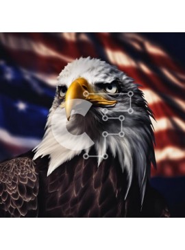 Intra Συλλεκτικό Ξύλινο Παζλ Plywood  4mm - Αετός μπροστά από την αμερικανική σημαία Σε Ξύλινο Κουτί - Διαστάσεις: 10x10 cm – 25 κομμάτια