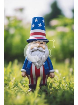Intra Συλλεκτικό Ξύλινο Παζλ Plywood  4mm - Toy Gnome με κοστούμι αμερικανικής σημαίας στο πράσινο γρασίδι Σε Ξύλινο Κουτί - Διαστάσεις Puzzle: 10x10 cm – 25 κομμάτια