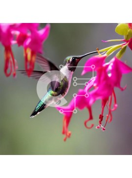 Intra Συλλεκτικό Ξύλινο Παζλ Plywood  4mm - Κολίμπρι που τρέφεται με ροζ λουλούδια Σε Ξύλινο Κουτί - Διαστάσεις: 10x10 cm – 25 κομμάτια