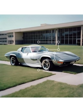 Intra Συλλεκτικό Ξύλινο Παζλ Plywood  4mm - Ασημένιο σπορ αυτοκίνητο σταθμευμένο μπροστά από ένα κτίριο γραφείων Σε Ξύλινο Κουτί - Διαστάσεις Puzzle: 10x10 cm – 25 κομμάτια