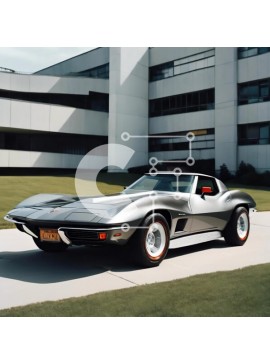 Intra Συλλεκτικό Ξύλινο Παζλ Plywood  4mm - Γκρι σπορ αυτοκίνητο παρκαρισμένο μπροστά σε εντυπωσιακό κτίριο Σε Ξύλινο Κουτί - Διαστάσεις Puzzle: 10x10 cm – 25 κομμάτια