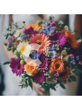 Σετ των 2 Intra Συλλεκτικό Ξύλινο Παζλ Plywood  4mm - Νύφη που κρατά πολύχρωμο μπουκέτο λουλουδιών Σε Ξύλινο Κουτί - Διαστάσεις: 10x10 cm – 25 κομμάτια