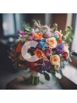 Σετ των 2 Intra Συλλεκτικό Ξύλινο Παζλ Plywood  4mm - Πολύχρωμο λουλουδάτο μπουκέτο στο περβάζι παραθύρου Σε Ξύλινο Κουτί - Διαστάσεις: 10x10 cm – 25 κομμάτια