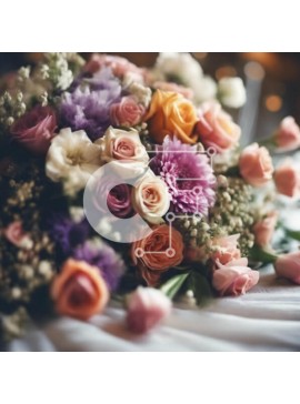 Intra Συλλεκτικό Ξύλινο Παζλ Plywood  4mm - Πολύχρωμο μπουκέτο λουλουδιών σε άδειο τραπέζι Σε Ξύλινο Κουτί - Διαστάσεις: 10x10 cm – 25 κομμάτια