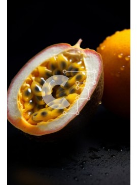 Intra Συλλεκτικό Ξύλινο Παζλ Plywood  4mm - Φρεσκοκομμένα φρούτα του πάθους και πορτοκάλι σε μαύρο φόντο Σε Ξύλινο Κουτί - Διαστάσεις: 10x10 cm – 25 κομμάτια