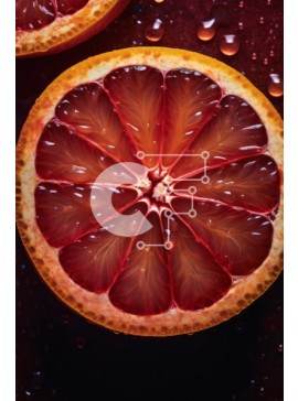 Σετ των 2 Intra Συλλεκτικό Ξύλινο Παζλ Plywood  4mm - Φρεσκοκομμένα γκρέιπφρουτ με σταγόνες νερού σε σκοτεινή επιφάνεια Σε Ξύλινο Κουτί - Διαστάσεις: 10x10 cm – 25 κομμάτια