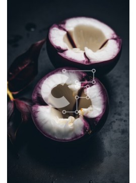 Σετ των 2 Intra Συλλεκτικό Ξύλινο Παζλ Plywood  4mm - Φρέσκα μωβ φρούτα σε μαύρο τραπέζι Σε Ξύλινο Κουτί - Διαστάσεις: 10x10 cm – 25 κομμάτια