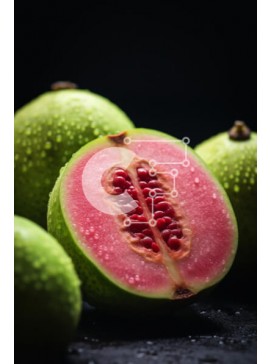 Σετ των 2 Intra Συλλεκτικό Ξύλινο Παζλ Plywood  4mm - Ώριμα γκουάβα με σταγονίδια νερού σε μαύρο φόντο Σε Ξύλινο Κουτί - Διαστάσεις: 10x10 cm – 25 κομμάτια