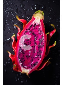 Σετ των 2 Intra Συλλεκτικό Ξύλινο Παζλ Plywood  4mm - Φρεσκοκομμένο Dragonfruit με Σταγόνες Νερού Σε Ξύλινο Κουτί - Διαστάσεις: 10x10 cm – 25 κομμάτια