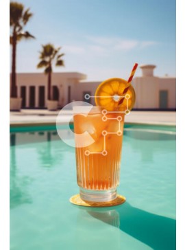 Σετ των 2 Intra Συλλεκτικό Ξύλινο Παζλ Plywood  4mm - Δροσιστικό ποτό πορτοκαλιού δίπλα στην πισίνα Σε Ξύλινο Κουτί - Διαστάσεις: 10x10 cm – 25 κομμάτια