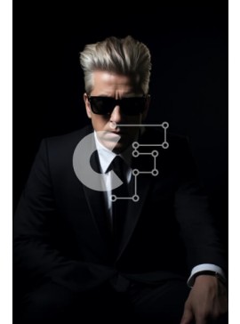 Intra Συλλεκτικό Ξύλινο Παζλ Plywood  4mm - Μυστηριώδης άντρας με μαύρο κοστούμι και γυαλιά ηλίου Σε Ξύλινο Κουτί - Διαστάσεις Puzzle: 10x10 cm – 25 κομμάτια