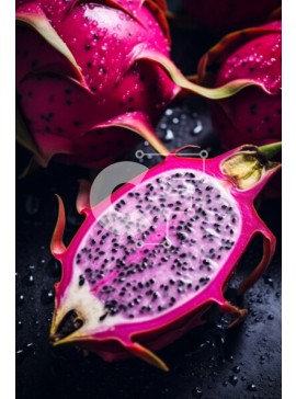 Σετ των 2 Intra Συλλεκτικό Ξύλινο Παζλ Plywood  4mm - Φρέσκα ροζ Dragonfruits στο τραπέζι Σε Ξύλινο Κουτί - Διαστάσεις: 10x10 cm – 25 κομμάτια