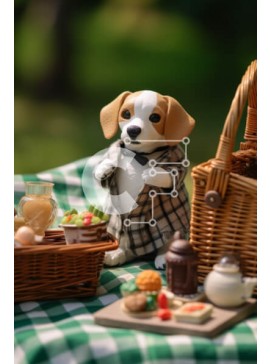 Σετ των 2 Intra Συλλεκτικό Ξύλινο Παζλ Plywood  4mm - Κομψό παιχνίδι σκυλιών στο τραπέζι πικ-νικ με φρούτα και καλάθι τροφίμων Σε Ξύλινο Κουτί - Διαστάσεις: 10x10 cm – 25 κομμάτια