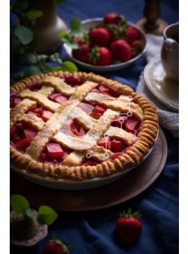 Σετ των 2 Intra Συλλεκτικό Ξύλινο Παζλ Plywood  4mm - Πίτα φράουλας και τσάι στο τραπέζι Σε Ξύλινο Κουτί - Διαστάσεις: 10x10 cm – 25 κομμάτια