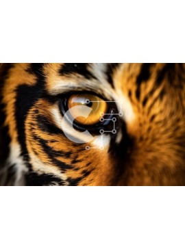 Σετ των 2 Intra Συλλεκτικό Ξύλινο Παζλ Plywood  4mm - Κοντινό πλάνο Tiger Eye με έντονα κίτρινα μάτια Σε Ξύλινο Κουτί - Διαστάσεις: 10x10 cm – 25 κομμάτια