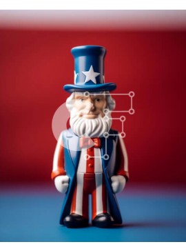 Intra Συλλεκτικό Ξύλινο Παζλ Plywood  4mm - Το ειδώλιο του θείου Σαμ με πατριωτική ενδυμασία Σε Ξύλινο Κουτί - Διαστάσεις Puzzle: 10x10 cm – 25 κομμάτια