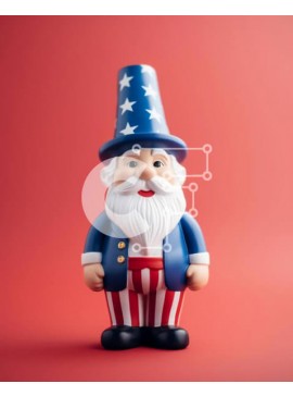 Intra Συλλεκτικό Ξύλινο Παζλ Plywood  4mm - Πατριωτικό παιχνίδι με καπέλο και στολή με αμερικανική σημαία Σε Ξύλινο Κουτί - Διαστάσεις Puzzle: 10x10 cm – 25 κομμάτια