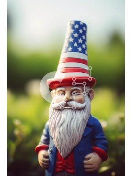 Intra Συλλεκτικό Ξύλινο Παζλ Plywood  4mm - Παιχνίδι Gnome με καπέλο αμερικανικής σημαίας και στολή σε πράσινο Σε Ξύλινο Κουτί - Διαστάσεις Puzzle: 10x10 cm – 25 κομμάτια